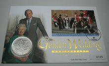 Load image into Gallery viewer, 1947-1997 GOLDEN WEDDING ANNIVERSARY BUNC $1 DOLLAR COIN FIRST DAY COVER PNC
