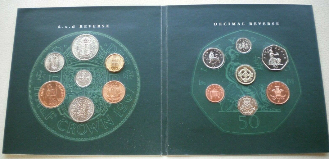 1996 FROM OLD PENNIES...TO DECIMAL PENCE 7 X £.s.d.COINS & 7 X DECIMAL COINS SET