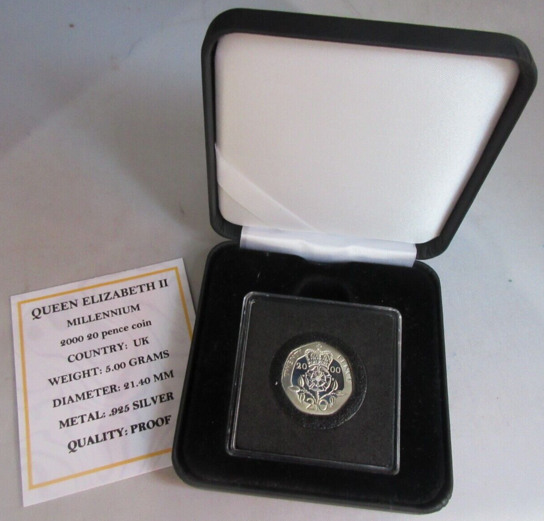 2012 QEII SHIELD SECTION SILVER PROOF TWENTY PENCE 20P COIN BOX & COA