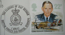 Load image into Gallery viewer, 1987 THE CLOSURE OF RAF HENDON S/L B.H. DROBINSKI DFC SIGNED FLOWN STAMP COVER
