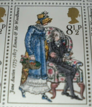 Load image into Gallery viewer, 1975 JANE AUSTEN EMMA &amp; MR WOODHOUSE 8 1/2P BLOCK OF SIX STAMPS MNH
