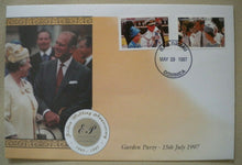 Load image into Gallery viewer, 1947-1997 ENGAGEMENT &amp; GARDEN PARTY QEII &amp; PRINCE PHILIP DOUBLE STAMP COVER
