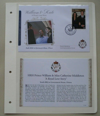 2011 WILLIAM & KATE - A ROYAL LOVE STORY - YOUTH BBQ ,OTTAWA COMMEMORATIVE COVER