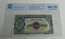 Load image into Gallery viewer, BRITAN ARMED FORCES £5 NOTE Uncirculated 1958 FIVE Pound GRADED 60 - 70
