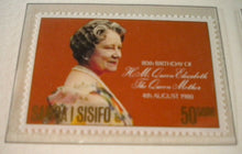 Load image into Gallery viewer, 1980 HM QUEEN ELIZABETH THE QUEEN MOTHER&#39;S 80TH BIRTHDAY 5 MNH STAMPS/INFO SHEET
