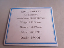 Load image into Gallery viewer, 1950 KING GEORGE VI FARTHING BRONZE PROOF COIN WITH QUAD CAPSULE BOX &amp; COA
