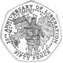 Load image into Gallery viewer, 2007 Proof Sterling Silver Fifty pence 50p Falkland Islands Liberation coin
