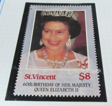 Load image into Gallery viewer, 1986 QUEEN ELIZABETH II 60TH BIRTHDAY ST VINCENT STAMPS &amp; ALBUM SHEET
