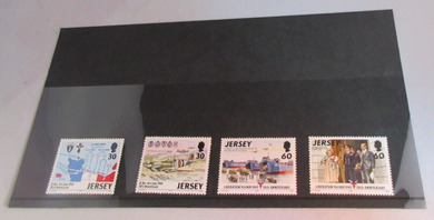1994 JERSEY LIBERATION 50TH ANNIVERSARY DECIMAL STAMPS X 4 MNH IN STAMP HOLDER