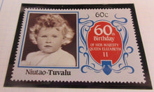 Load image into Gallery viewer, 1986 QUEEN ELIZABETH II 60TH BIRTHDAY NIUTAO TUVALU STAMPS &amp; ALBUM SHEET
