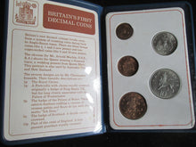 Load image into Gallery viewer, UK BUNC Set of Britain&#39;s First Decimal Coins in Blue Plastic Cover 10P - 1/2P
