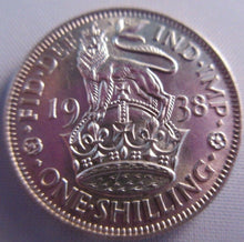 Load image into Gallery viewer, 1938 KING GEORGE VI BARE HEAD .500 SILVER UNC ONE SHILLING COIN &amp; CLEAR FLIP E2
