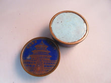 Load image into Gallery viewer, Antique Chinese cloisonne enamel BRASS OR BRONZE Round Trinket Pill Box CC2
