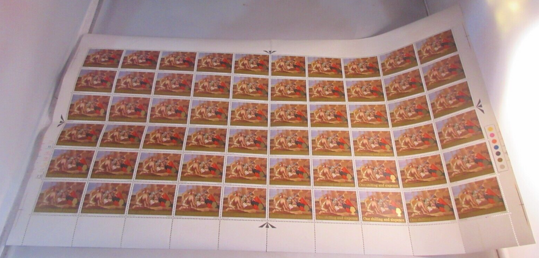 1967 NATIVITY LOUIS LE NAIN FULL SHEET ONE SHILLING & SIXPENCE 60 X STAMPS MNH