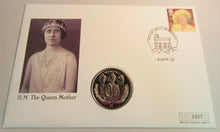 Load image into Gallery viewer, 1900-2002 HM QUEEN ELIZABETH QUEEN MOTHER PROOF SIERRA LEONE $1 COIN COVER PNC
