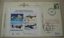 Load image into Gallery viewer, 1989 75TH ANNIV ROYAL NAVEL AIR SERVICE G/C TOM GLEAVE SIGNED FLOWN STAMP COVER
