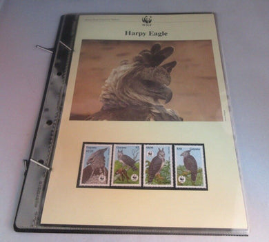 Harpy Eagle WWF Info Sheets Exclusive Stamps from Guyana and FDC's