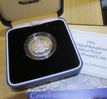 Load image into Gallery viewer, UK 1993 ROYAL MINT £1 SILVER PROOF COAT OF ARMS - box/coa
