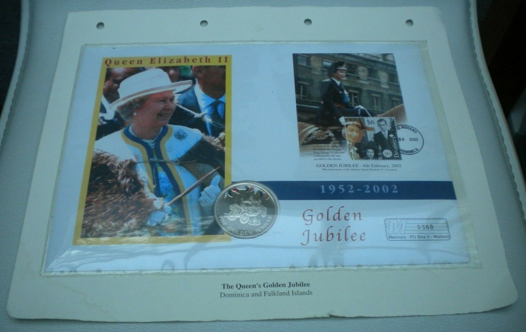 2002 HM QUEEN ELIZABETH II GOLDEN JUBILEE, FALKLAND ISLAND 50p CROWN COIN  PNC