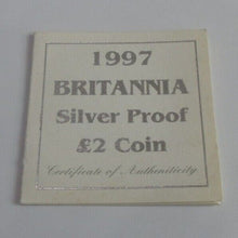 Load image into Gallery viewer, 1997 Britannia First Year Royal Mint 1oz Silver Proof UK £2 Coin Boxed + COA
