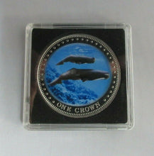 Load image into Gallery viewer, 2008 COLOURED SPERM WHALE 1 CROWN QUEEN ELIZABETH II COIN TDC IN LIGHTHOUSE QUAD
