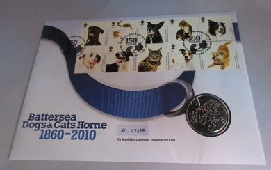 2010 BATTERSEA DOGS & CATS HOME 1860-2010 MEDAL COVER PNC STAMPS/POSTMARKS