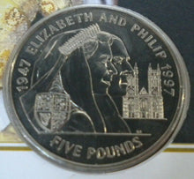 Load image into Gallery viewer, 1947-1997 THE ROYAL WEDDING ANNIVERSARY BUNC £5 COMMEMORATIVE COIN COVER PNC
