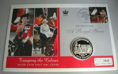 2005 TROOPING THE COLOUR COMMEMORATIVE PROOF SILVER FIVE POUND CROWN COIN PNC