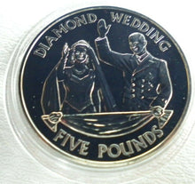 Load image into Gallery viewer, 2007 ROYAL MINT DIAMOND WEDDING BAILIWICK OF JERSEY BUNC £5 COIN IN CAPSULE
