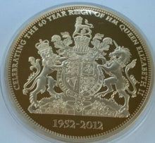 Load image into Gallery viewer, 1952-2012 THE DIAMOND JUBILEE OF HER MAJESTY THE QUEEN LARGE GOLD PLATED MEDAL
