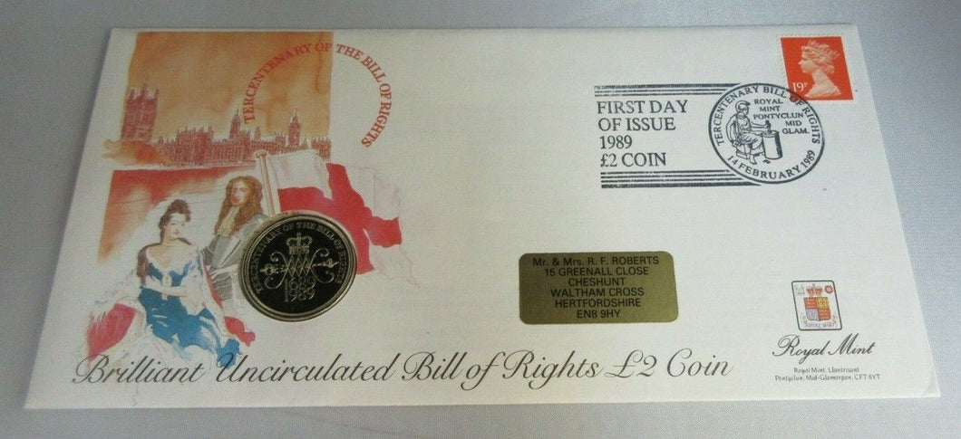 TERCENTENARY OF THE BILL OF RIGHTS MINT BUNC £2 COIN COVER PNC, STAMPS, INFO