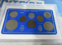 Load image into Gallery viewer, UK 1954 QUEEN ELIZABETH II 8 COIN SET IN CLEAR CASE ROYAL MINT BOOK OPTIONAL
