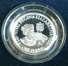 Load image into Gallery viewer, GUERNSEY 70TH BIRTHDAY OF HM QEII 1996 SILVER PROOF £1 COIN WITH COA &amp; BOX
