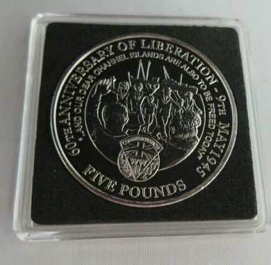 2005 60TH ANNIVERSARY OF THE LIBERATION QE II BUNC JERSEY £5 COIN & CAPSULE