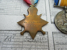 Load image into Gallery viewer, WWI 1914 - 1918 MEDAL TRIO TO ALFRED.G.THORNTON ROYAL FIELD ARTILLERY No 1132
