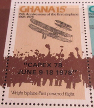 Load image into Gallery viewer, GHANA 75TH ANNIVERSARY OF THE FIRST AIRPLANE 1903-1978 4 X STAMPS MINI SHEET MNH
