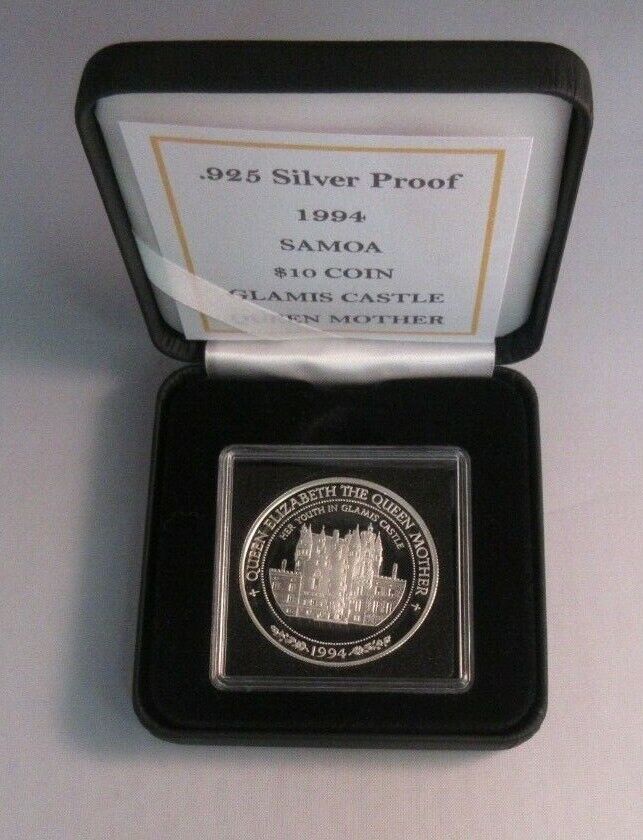 Queen Mother Glamis Castle 1994 Samoa Silver Proof 1oz Coin Box/COA