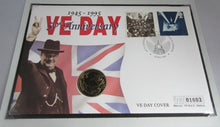 Load image into Gallery viewer, 1945-1995 50TH ANNIVERSARY VE DAY BUNC £2 COIN COVER PNC WITH STAMPS &amp; POSTMARK
