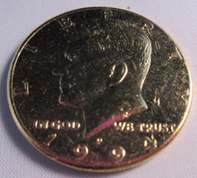 Load image into Gallery viewer, 1994 JOHN F KENNEDY GOLD PLATED LIBERTY HALF DOLLAR IN CLEAR FLIP
