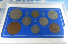 Load image into Gallery viewer, UK 1964 QUEEN ELIZABETH II 8 COIN SET IN CLEAR CASE.  ROYAL MINT BOOK AVAILIBLE
