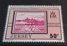 Load image into Gallery viewer, QEII JERSEY DECIMAL STAMPS 50TH ANNIV BLAMPIEDS OCCUPATION MNH IN STAMP HOLDER

