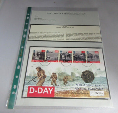 1994 D-DAY 50TH ANNIVERSARY FIRST DAY COVER 50P COIN COVER PNC,STAMPS,&POSTMARKS