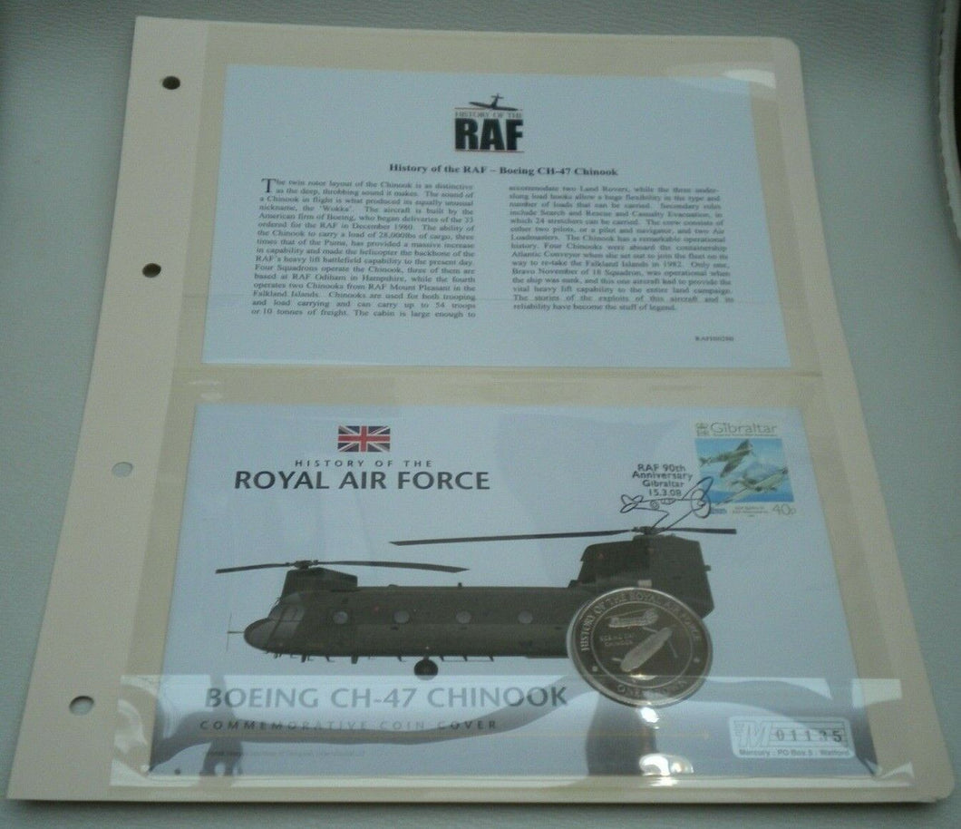 2008 BOEING CH-47 CHINOOK HISTORY OF THE R/A FORCE PROOF 1 CROWN  COIN COVER PNC