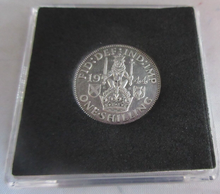 Load image into Gallery viewer, 1944 KING GEORGE VI  .500 SILVER SCOTTISH ONE SHILLING COIN IN QUAD CAPSULE
