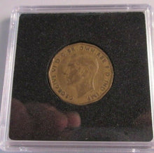 Load image into Gallery viewer, 1946 GEORGE VI BRASS THRUPENCE THREE PENCE KEY DATE HOUSED IN QUAD CAPSULE CC9
