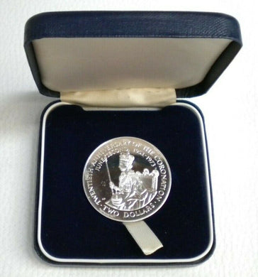 TWENTIETH ANNIVERSARY OF THE CORONATION 1973 SILVER PROOF TWO DOLLAR COIN BOXED