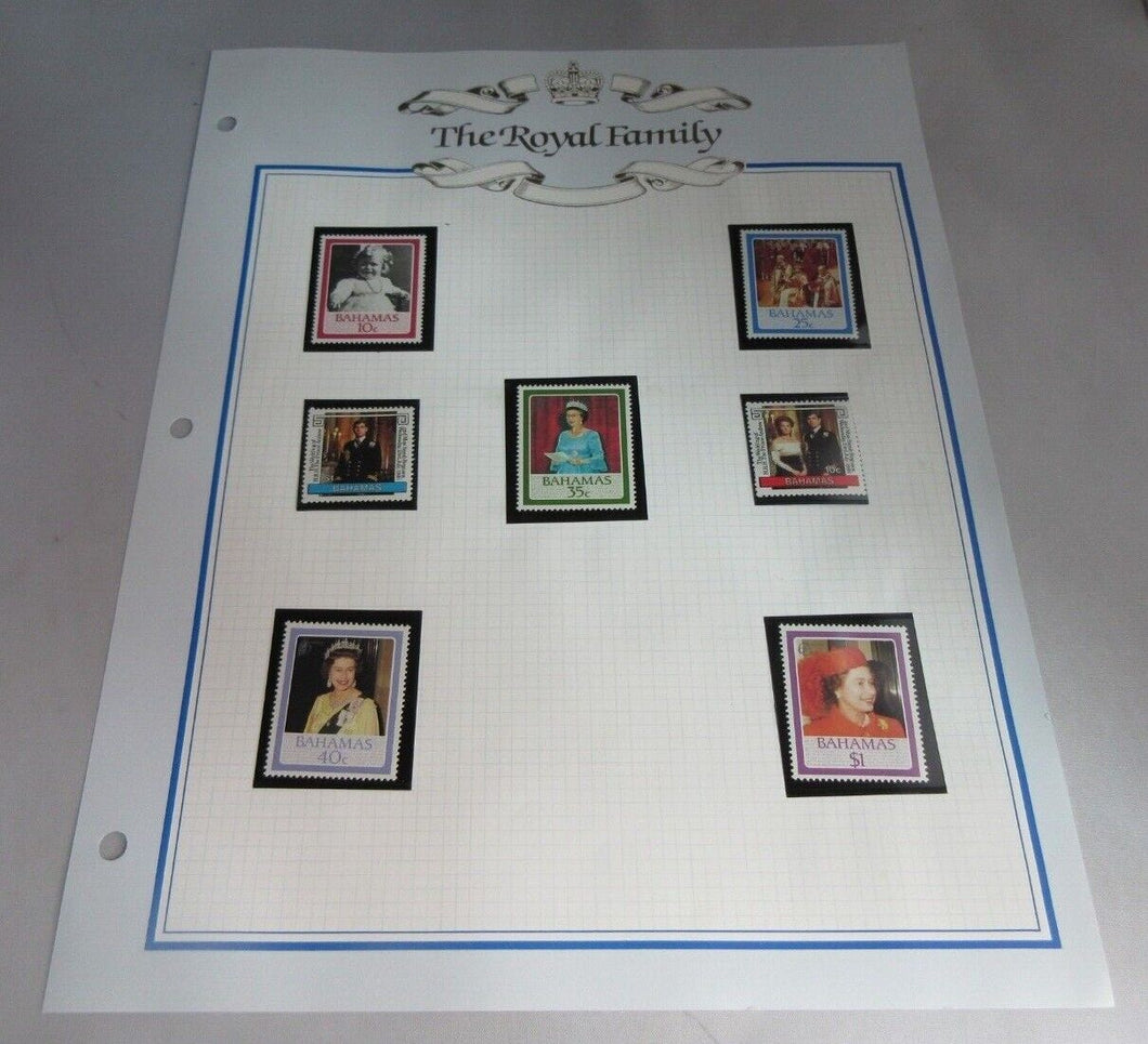 1986 QUEEN ELIZABETH II 60TH BIRTHDAY BAHAMAS STAMPS & ALBUM SHEET