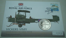 Load image into Gallery viewer, 2008 VICKERS VIMY HISTORY OF THE ROYAL AIR FORCE PROOF 1 CROWN  COIN COVER PNC
