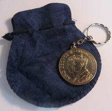 Load image into Gallery viewer, 1937 UK CORONATION GOLD PLATED MEDAL KEY-RING  IN POUCH
