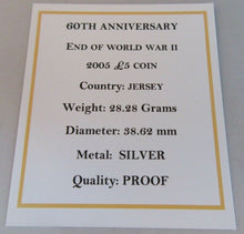 Load image into Gallery viewer, 2005 60TH ANNIVERSARY END OF WORLD WAR II S/PROOF £5 COIN BOX &amp; COA
